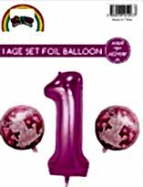 1 Rakam Folyo Balon Set Pembe