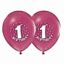 1+1 1 Yaş Baskılı Pembe  Balon