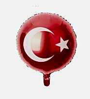 18 İnc Yuvarlak Ay Yıldız Baskılı Folyo Balon