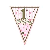 Birthday 1 Yaş Bayrak Set (PEMBE)