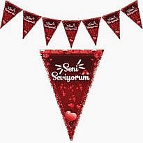 Seni Seviyorum Bayrak Set