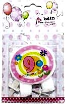 Yuvarlak Üstü Yazılı 9 Yaş Pembe Mum